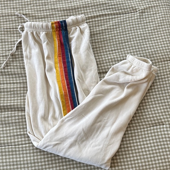 Aviator Nation 5 Stripe Sweatpants Vintage White - Picture 3 of 5
